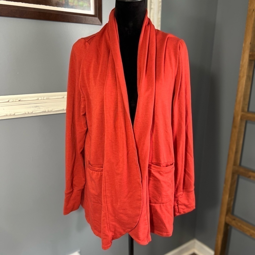CUDDL DUDS COMFORT WEAR OPEN FRONT CARDIGAN Duster SUPER SOFT W/Pockets sz L